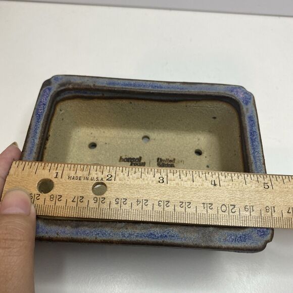 Bonsai Pot by WALSALL STUDIOS, England Crane pattern pale purple Glazed small sz - Picture 10 of 12